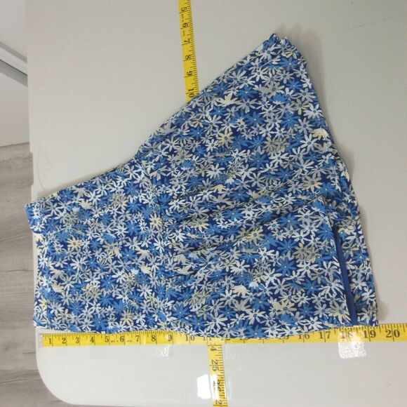 Floral Mini Skirt Size Large Blue Ruffle Lined Zipper Feminine Flowy Casual NWT - Picture 6 of 12